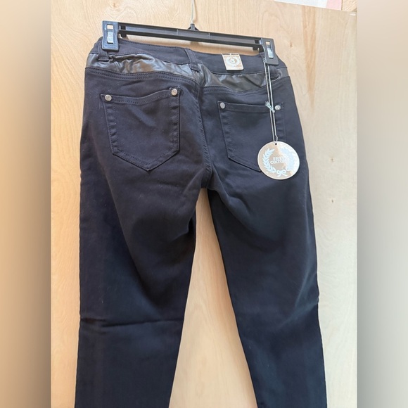 Free Culture Black Skinny Jeans with Faux Leather Inserts. - Picture 8 of 13